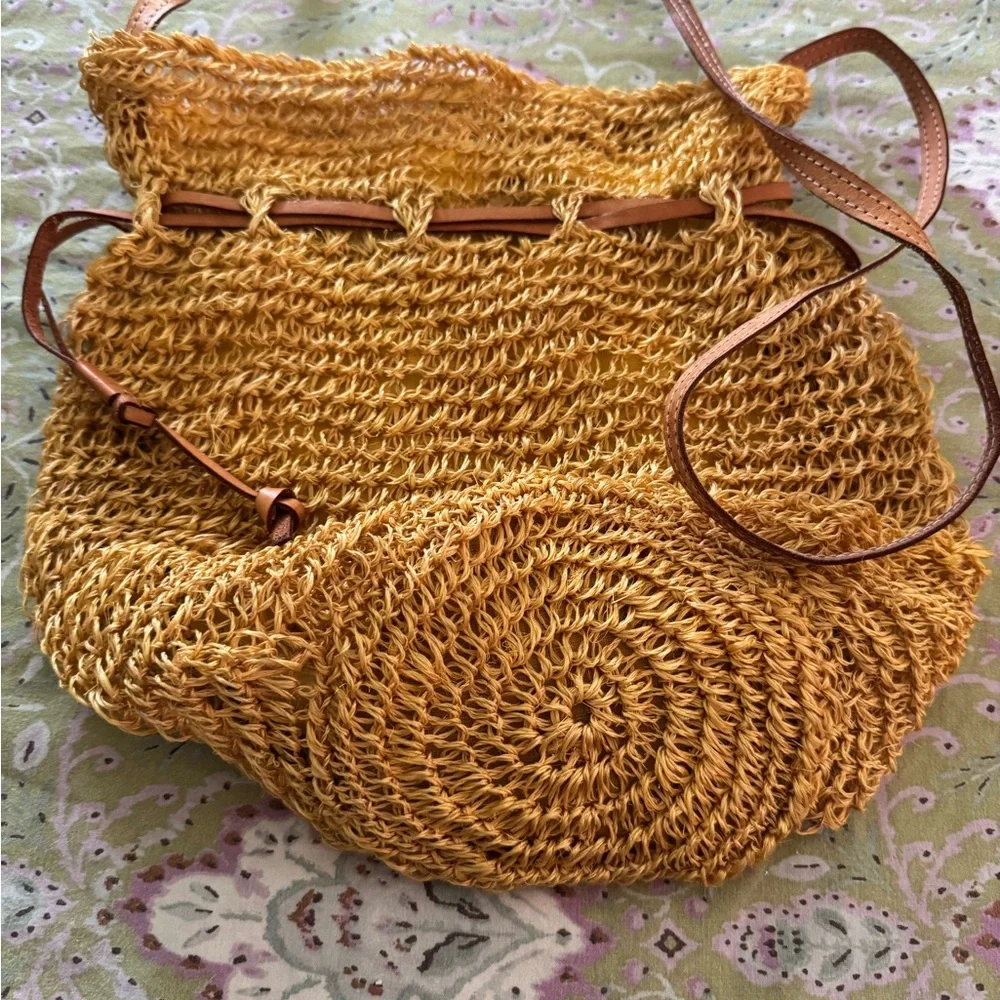 Yellow and Brown Hobo Bag with Spiral Design
